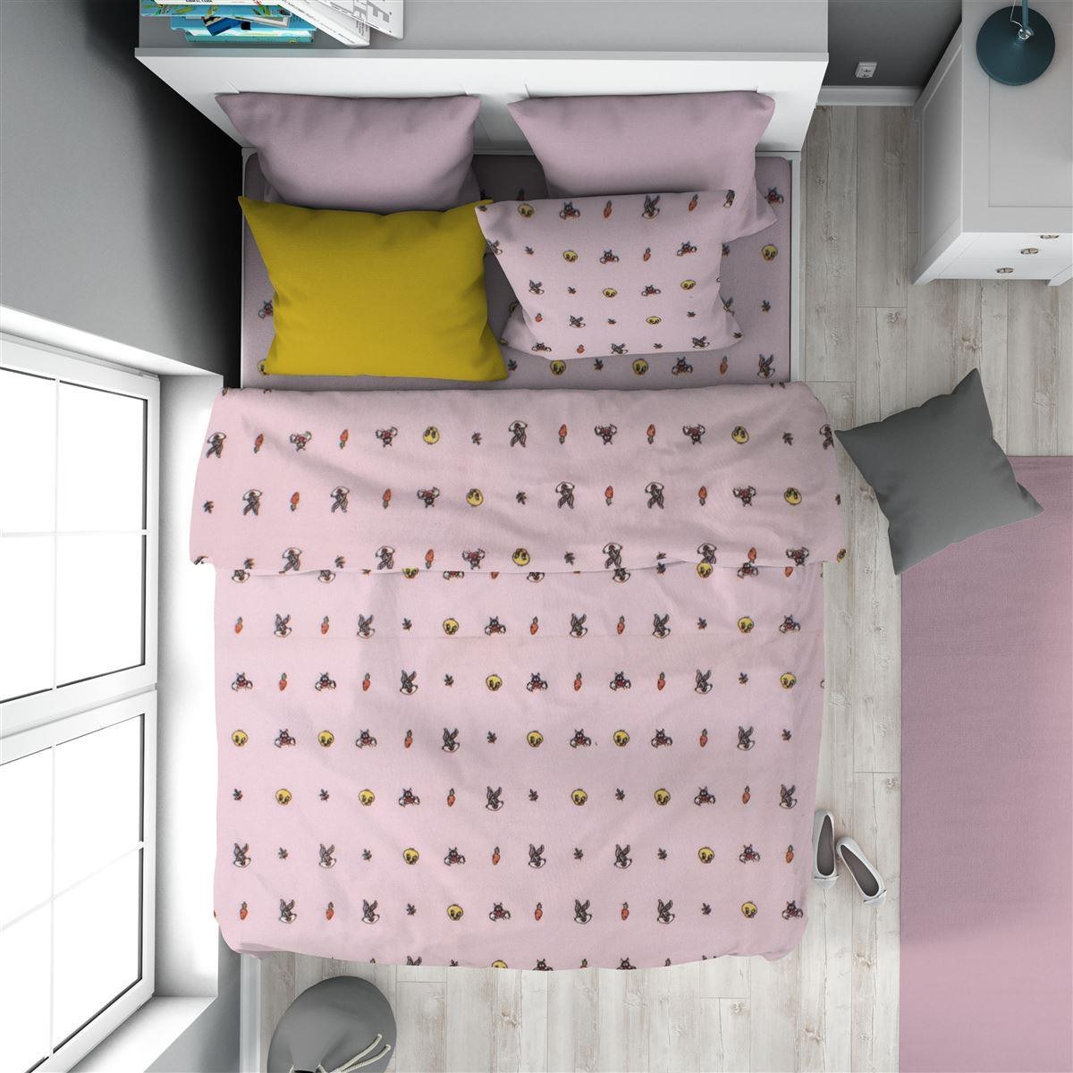 Παπλωματοθήκη Εμπριμέ kids Looney Tunes 39 160X240 Pink 100% Cotton Flannel-32210823020