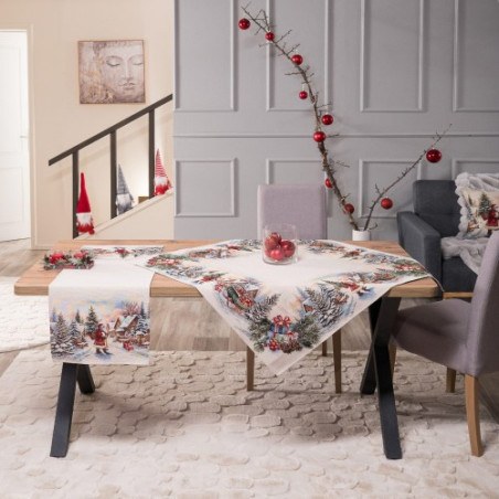 Χριστουγεννιάτικο Καρέ &amp Τραβέρσα Teoran Minden (Σετ 2τεμ-) - 100x100cm &amp 40x100cm