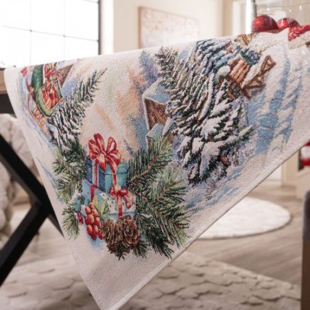 Χριστουγεννιάτικο Καρέ &amp Τραβέρσα Teoran Minden (Σετ 2τεμ-) - 100x100cm &amp 40x100cm