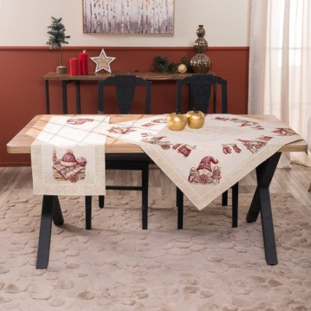 Χριστουγεννιάτικο Καρέ &amp Τραβέρσα Teoran Velbert (Σετ 2τεμ-) - 100x100cm &amp 40x100cm