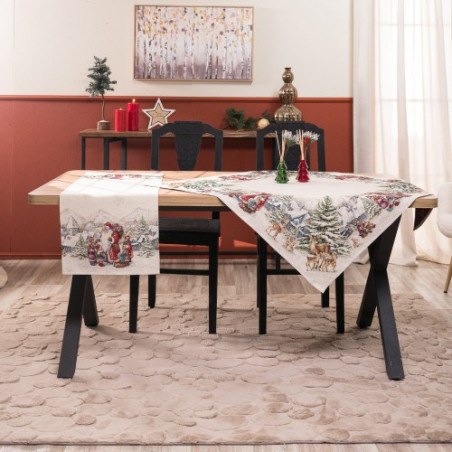 Χριστουγεννιάτικο Καρέ &amp Τραβέρσα Teoran Emden (Σετ 2τεμ-) - 100x100cm &amp 40x100cm