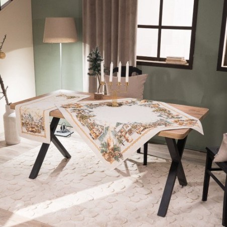 Χριστουγεννιάτικο Καρέ &amp Τραβέρσα Teoran Millstatt (Σετ 2τεμ-) - 100x100cm &amp 40x100cm