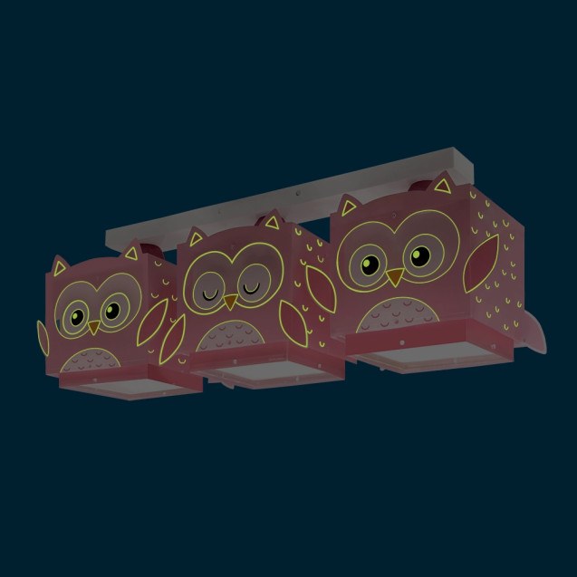 Little Pink Owl τρίφωτο φωτιστικό (64483)
