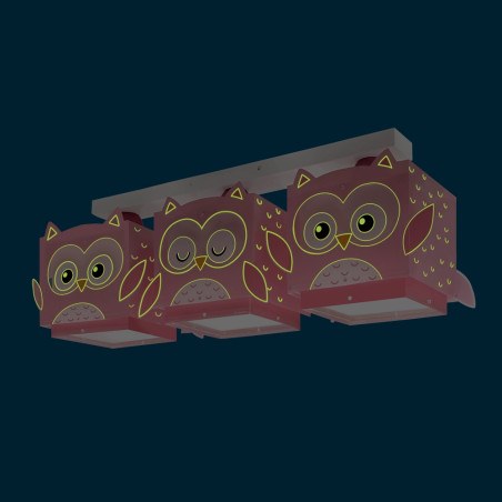 Little Pink Owl τρίφωτο φωτιστικό (64483)