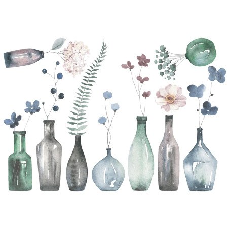 Flowers in Bottles αυτοκόλλητα τοίχου (44241)