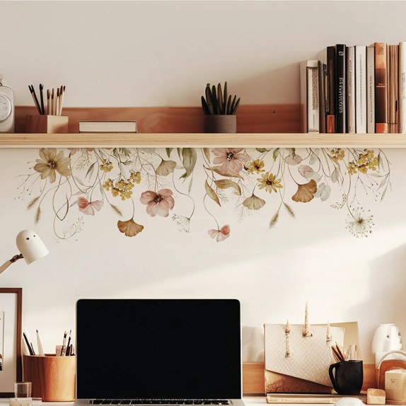 Beige Field Flowers αυτοκόλλητα τοίχου (54123)