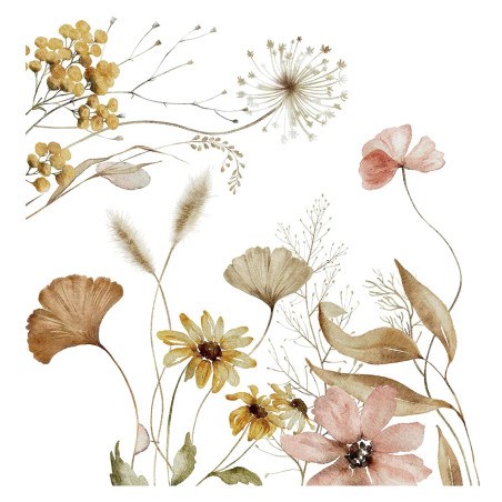 Beige Field Flowers αυτοκόλλητα τοίχου (54123)