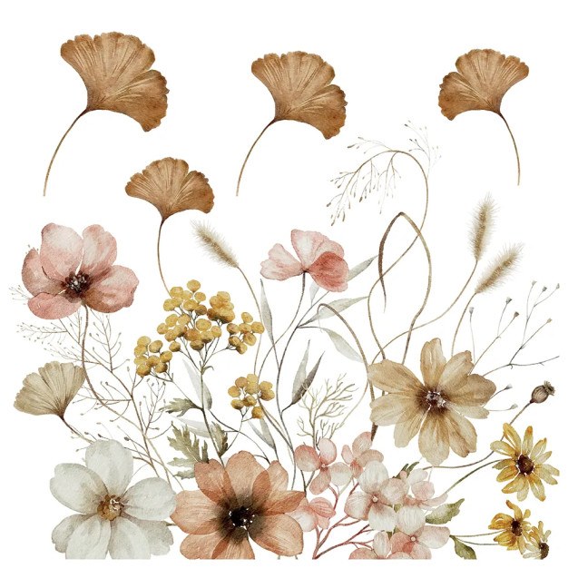 Beige Field Flowers αυτοκόλλητα τοίχου (54123)