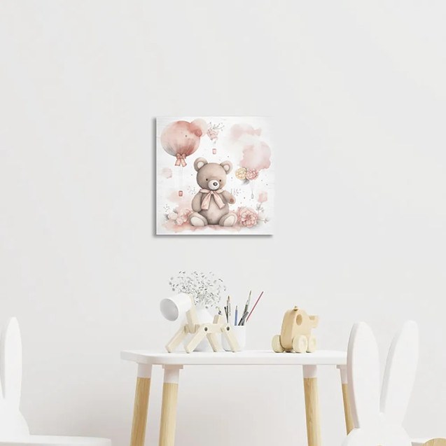 Bear With Flowers ξύλινο κάδρο (21231)