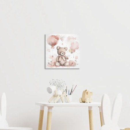 Bear With Flowers ξύλινο κάδρο (21231)