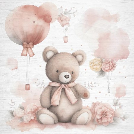 Bear With Flowers ξύλινο κάδρο (21231)