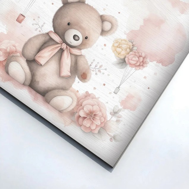 Bear With Flowers ξύλινο κάδρο (21231)