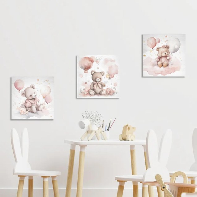 Bear With Flowers ξύλινο κάδρο (21231)