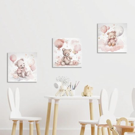 Bear With Flowers ξύλινο κάδρο (21231)