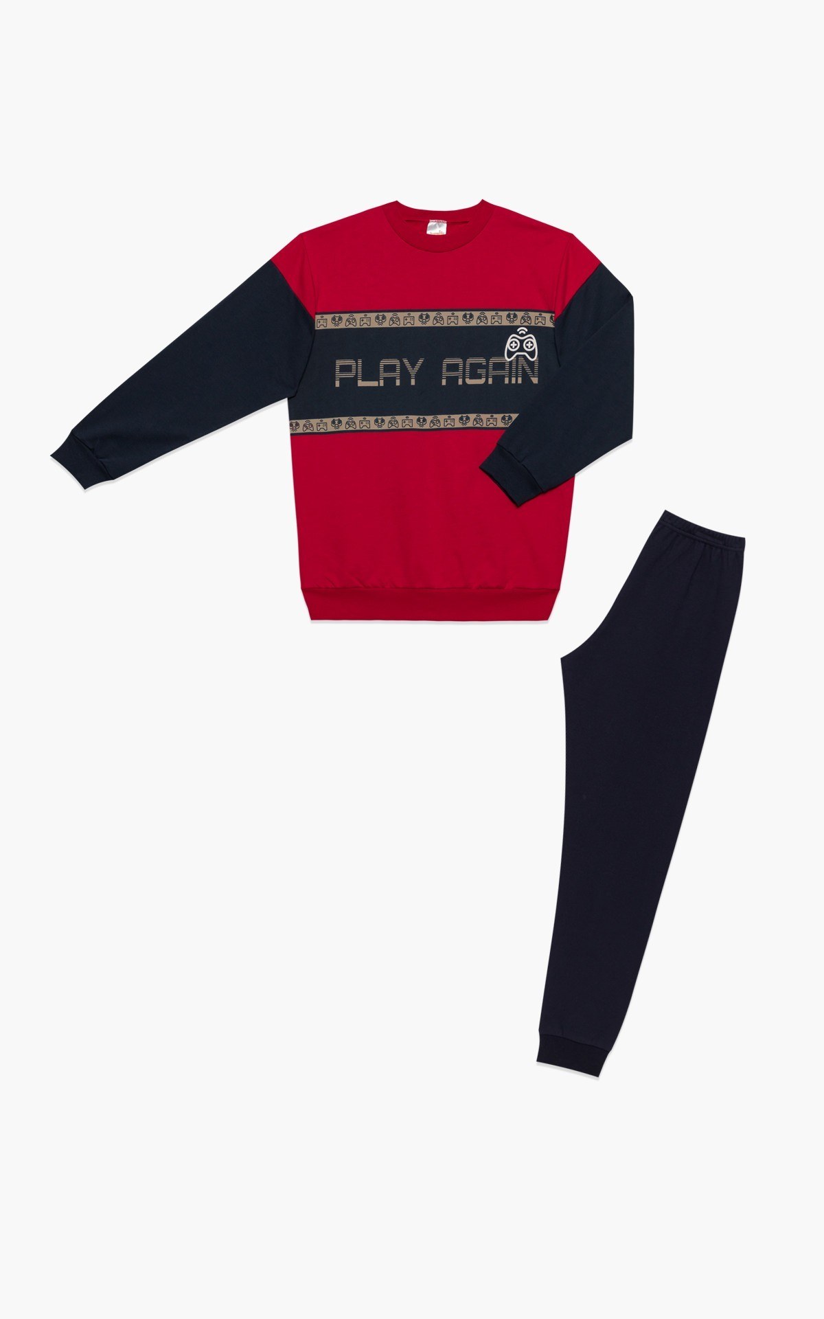 Πυτζάμα Παιδική Χειμερινή Φούτερ Minerva Play Again Red/Navy Blue No14 62065-018