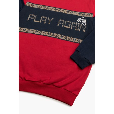 Πυτζάμα Παιδική Χειμερινή Φούτερ Minerva Play Again Red/Navy Blue No8 62065-018
