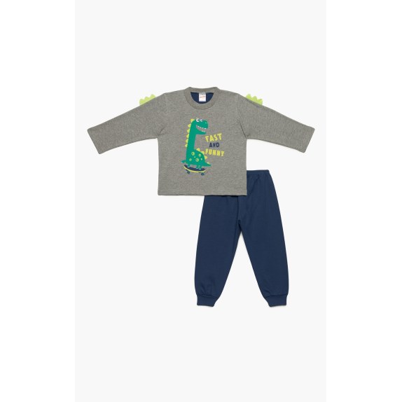 Πυτζάμα Βρεφική Χειμερινή Minerva Fast Dino Γκρι No3...