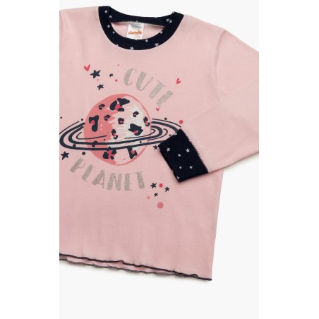 Πυτζάμα Βρεφική Χειμερινή Minerva Planet Stars Ροζ Cream No1 61991-322
