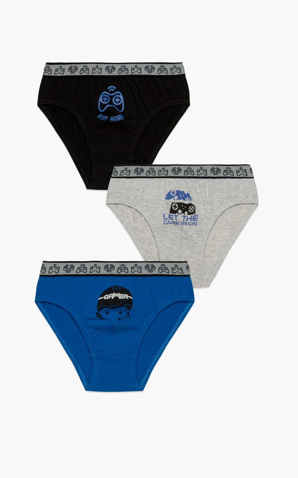 Σετ Παιδικά Σλιπάκια για Αγόρι 3 Τεμαχίων Minerva Gamer Blue-Gray-Black No12 42218-070