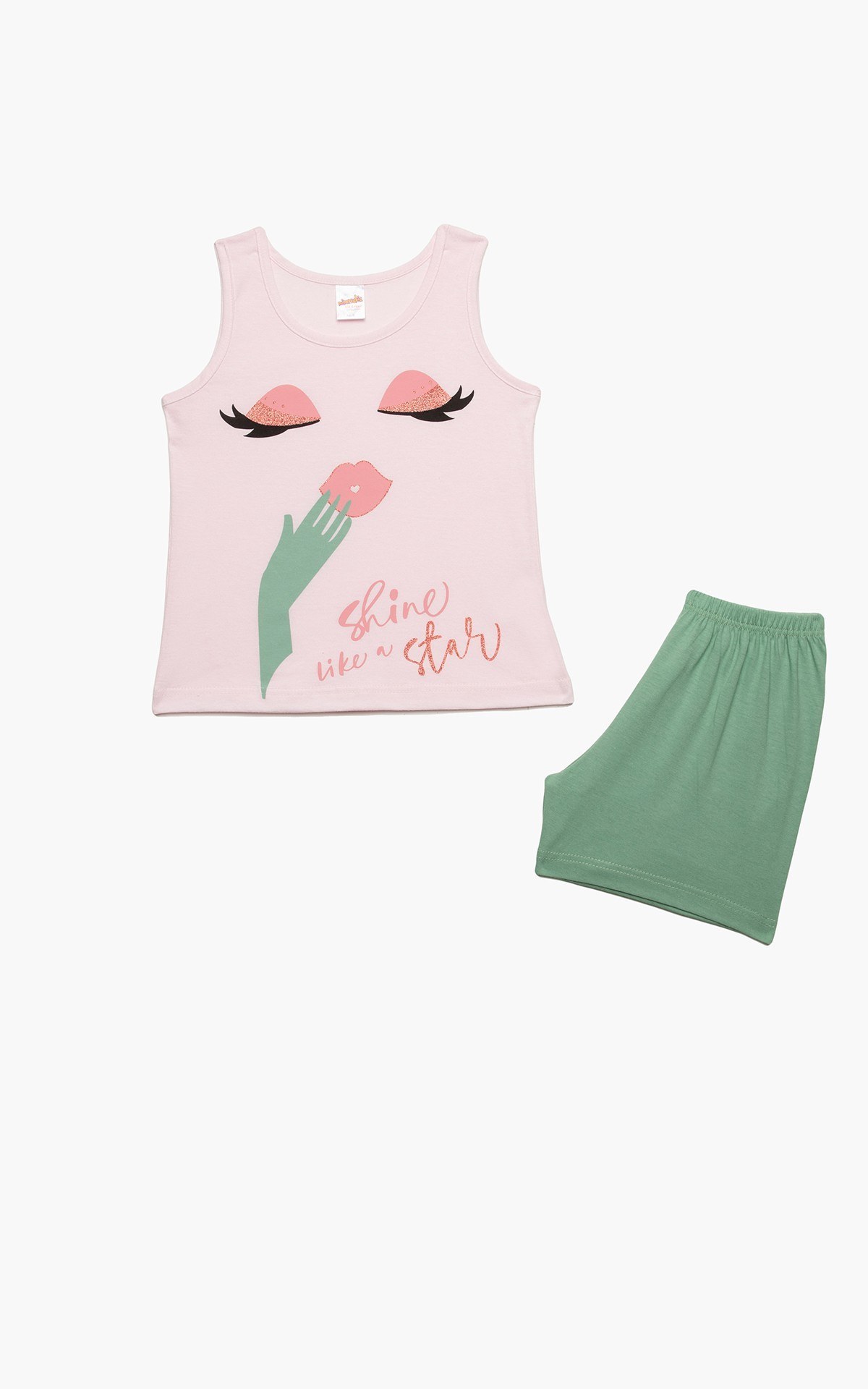 Πυτζάμα Παιδική Καλοκαιρινή Minerva Shine Star Ροζ No12 61971-157