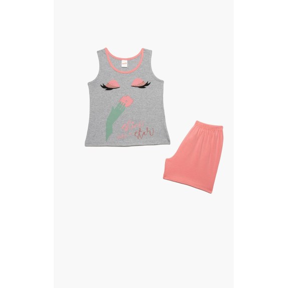 Πυτζάμα Παιδική Καλοκαιρινή Minerva Shine Star Γκρι Νο4...