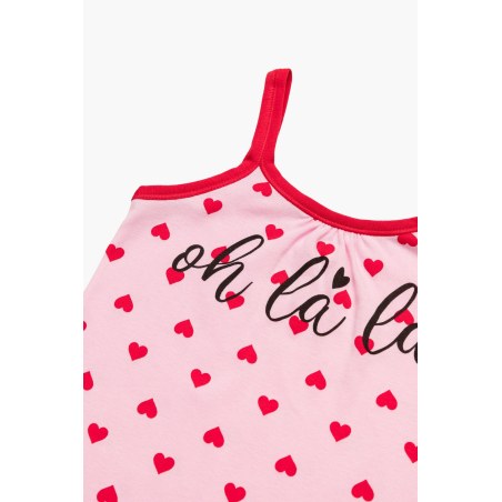 Πυτζάμα Παιδική Καλοκαιρινή Minerva Oh La La Pink-Red Heart Νο4 61965-128