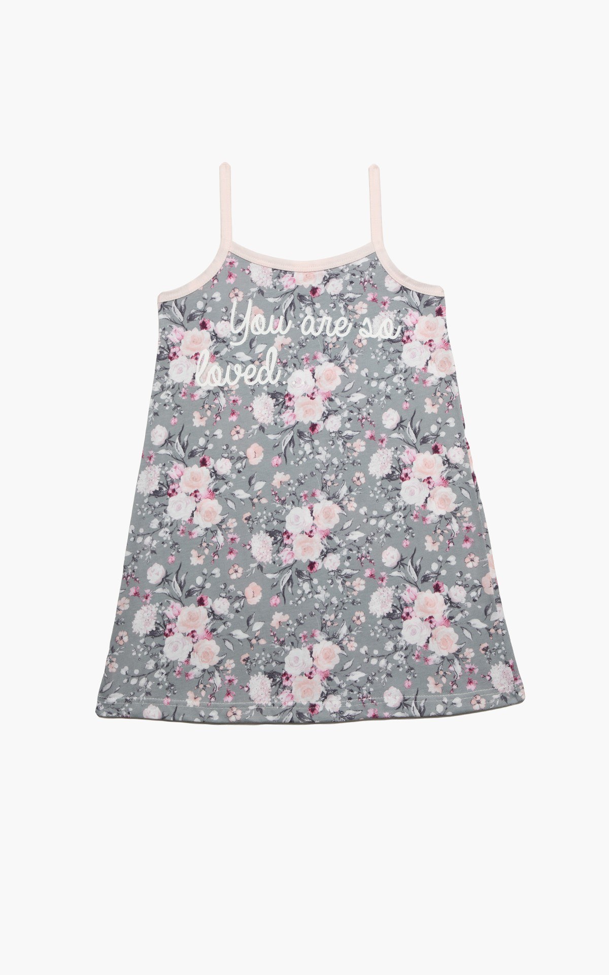 Νυχτικό Παιδικό Καλοκαιρινό Minerva Lovely A/O Grey-Pink Roses No10 61963-107