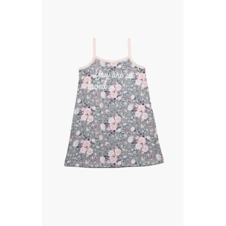 Νυχτικό Παιδικό Καλοκαιρινό Minerva Lovely A/O Grey-Pink Roses Νο4 61963-107
