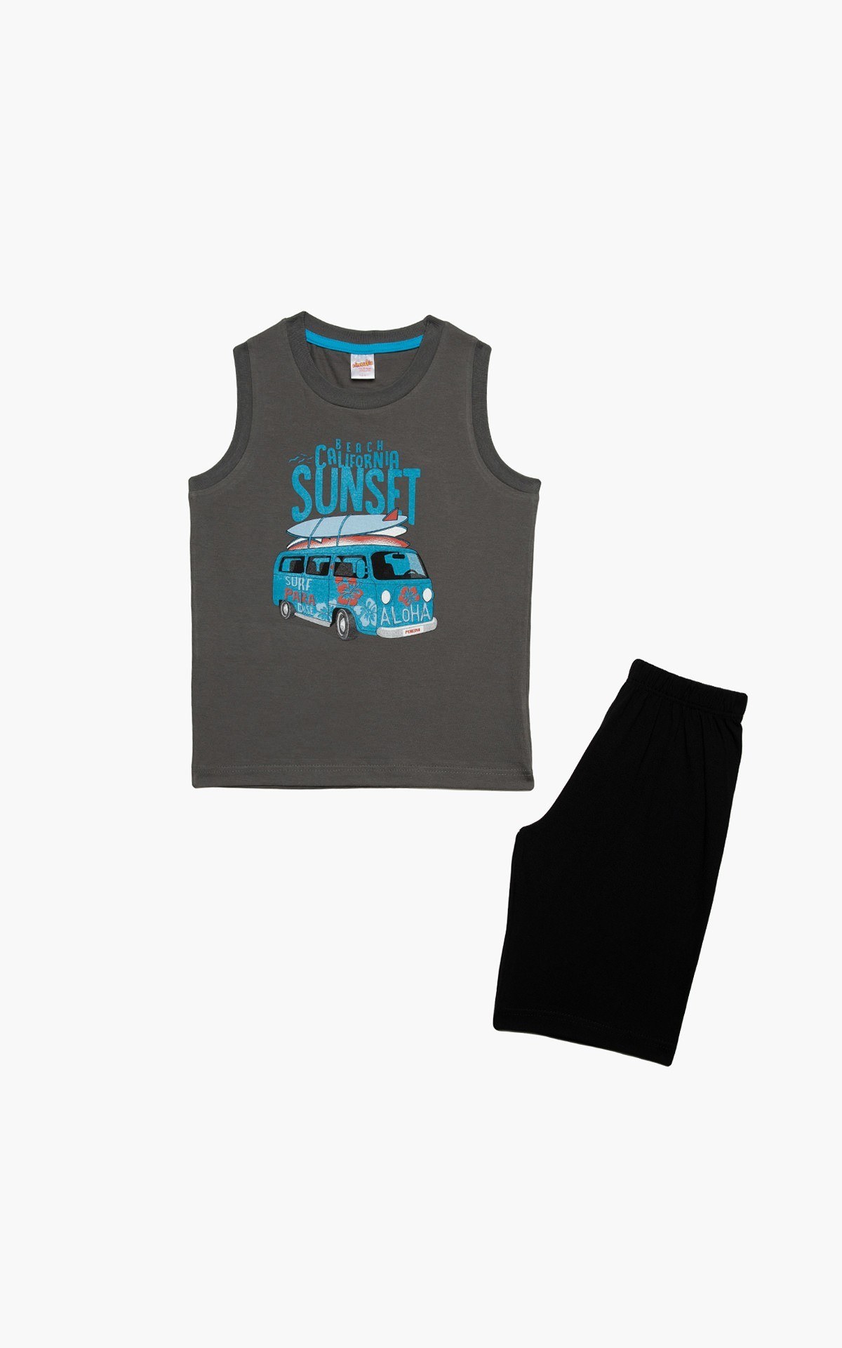 Πυτζάμα Παιδική Καλοκαιρινή Minerva California Sunset Γκρι Σκούρο No10 61959-329