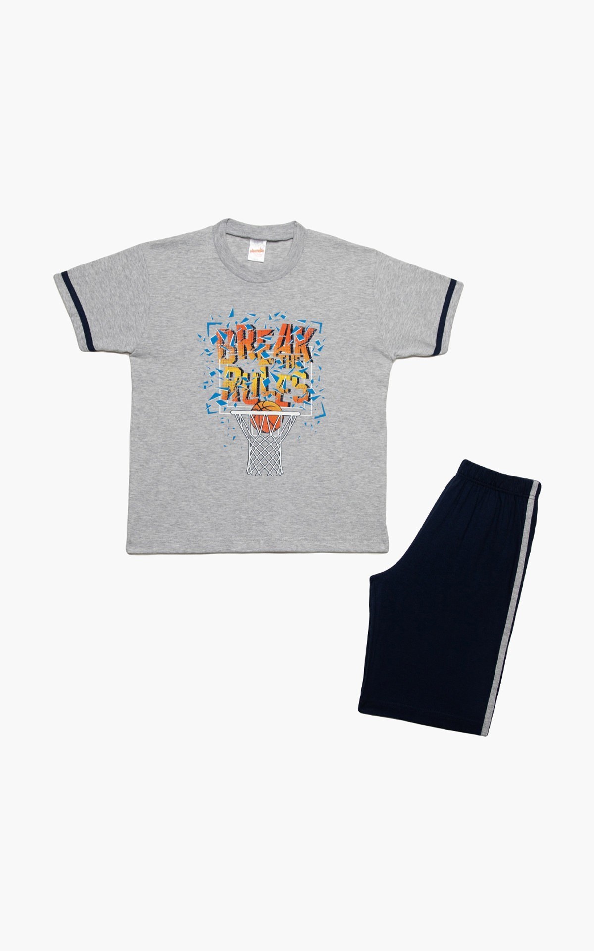 Πυτζάμα Παιδική Καλοκαιρινή Minerva Brake Rules Γκρι No12 61956-133