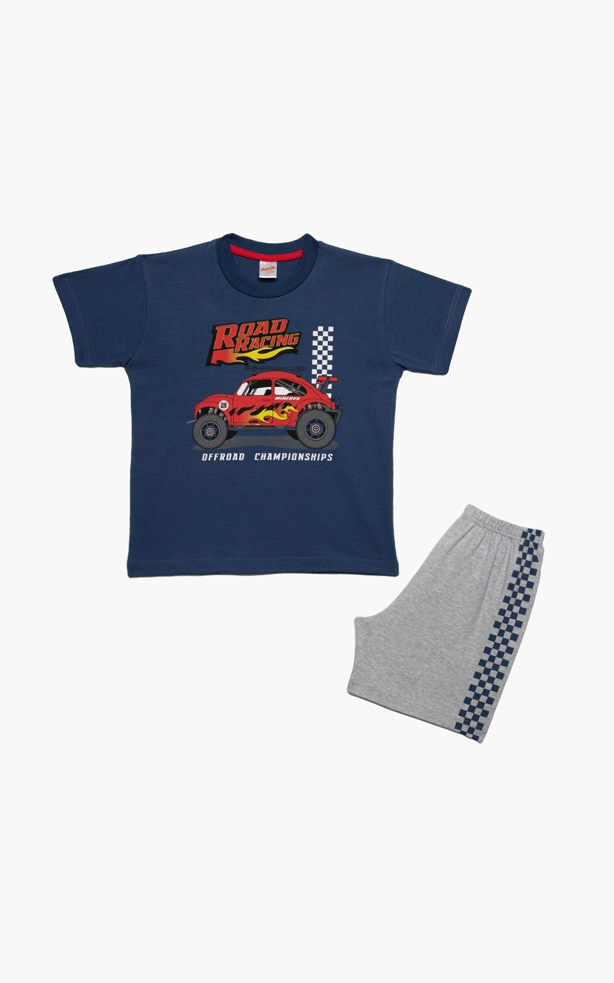Πυτζάμα Παιδική Καλοκαιρινή Minerva Off Road Μπλε Ραφ No10 61955-107