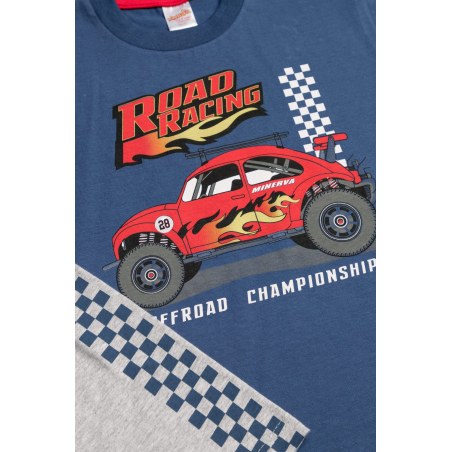 Πυτζάμα Παιδική Καλοκαιρινή Minerva Off Road Μπλε Ραφ No10 61955-107