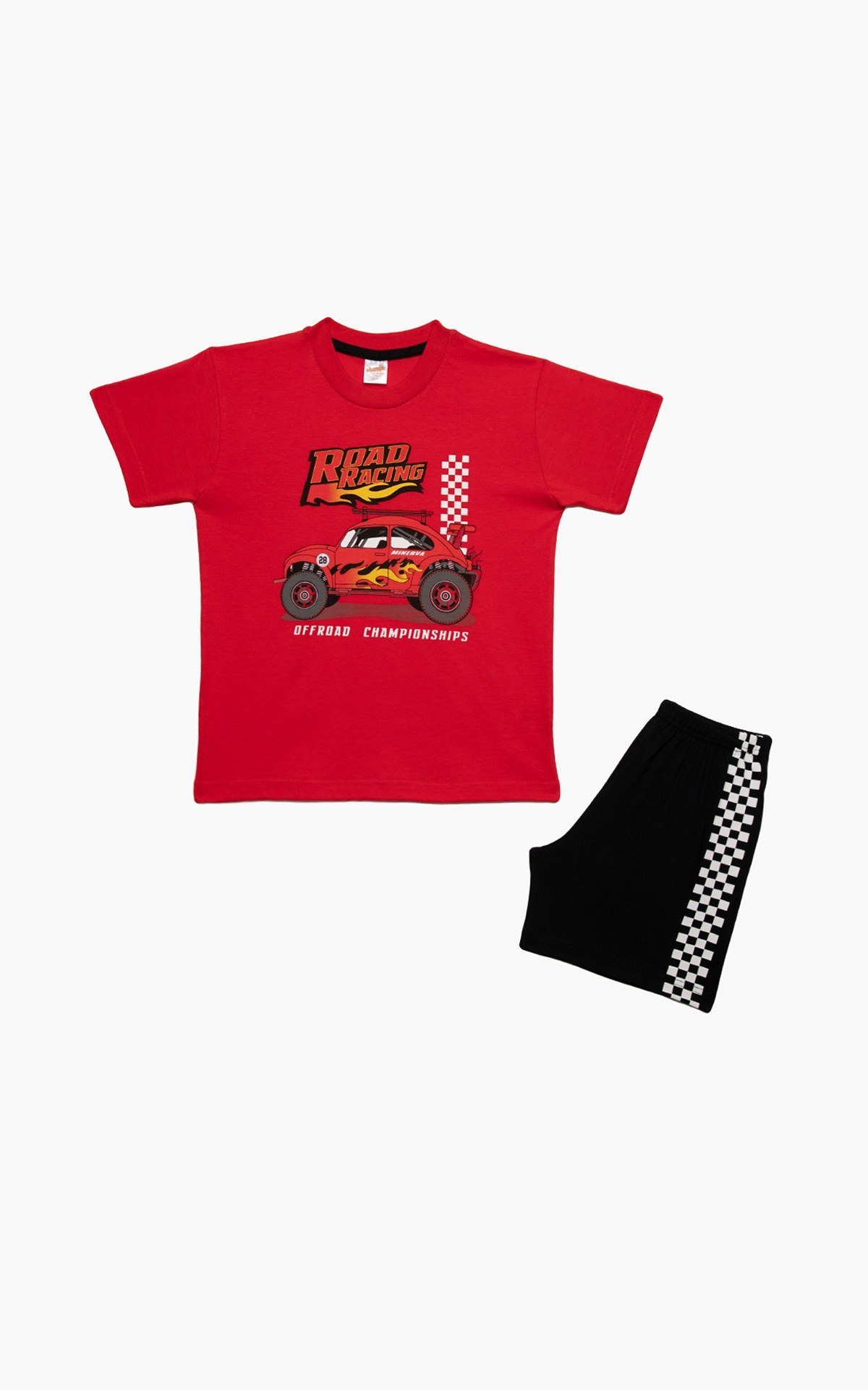 Πυτζάμα Παιδική Καλοκαιρινή Minerva Off Road Κόκκινο No8 61955-118