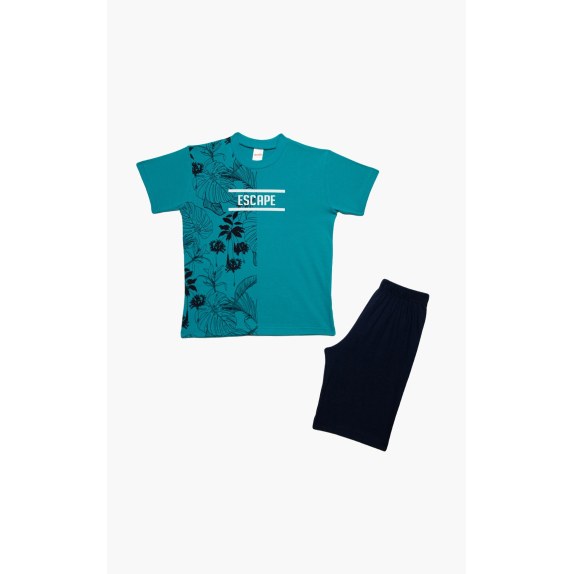Πυτζάμα Παιδική Καλοκαιρινή Minerva Escape Πετρόλ No10 61949-779