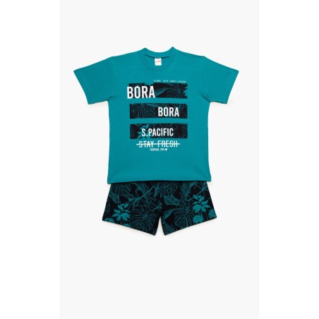 Πυτζάμα Παιδική Καλοκαιρινή Minerva Bora Bora Πετρόλ No10 61948-779