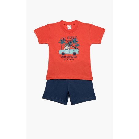 Πυτζάμα Βρεφική Καλοκαιρινή Minerva Surf Crew Κοραλί No 3 61946-471