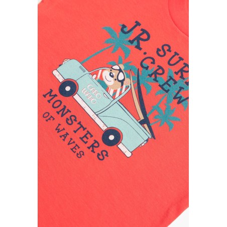 Πυτζάμα Βρεφική Καλοκαιρινή Minerva Surf Crew Κοραλί No 3 61946-471