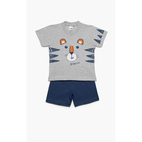 Πυτζάμα Βρεφική Καλοκαιρινή Minerva Tiger Roar Γκρι No 3 61945-133