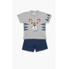 Πυτζάμα Βρεφική Καλοκαιρινή Minerva Tiger Roar Γκρι No 3 61945-133
