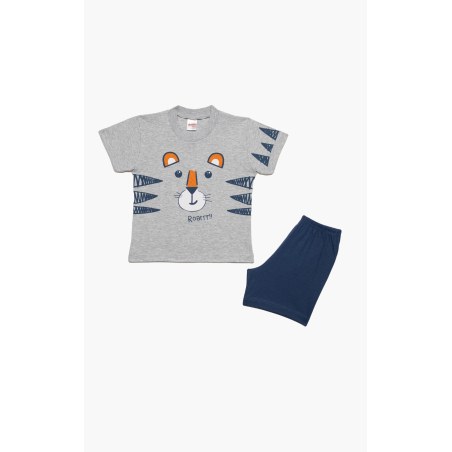 Πυτζάμα Βρεφική Καλοκαιρινή Minerva Tiger Roar Γκρι No 2 61945-133