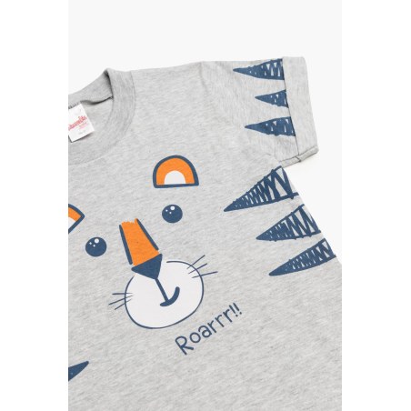 Πυτζάμα Βρεφική Καλοκαιρινή Minerva Tiger Roar Γκρι No 2 61945-133