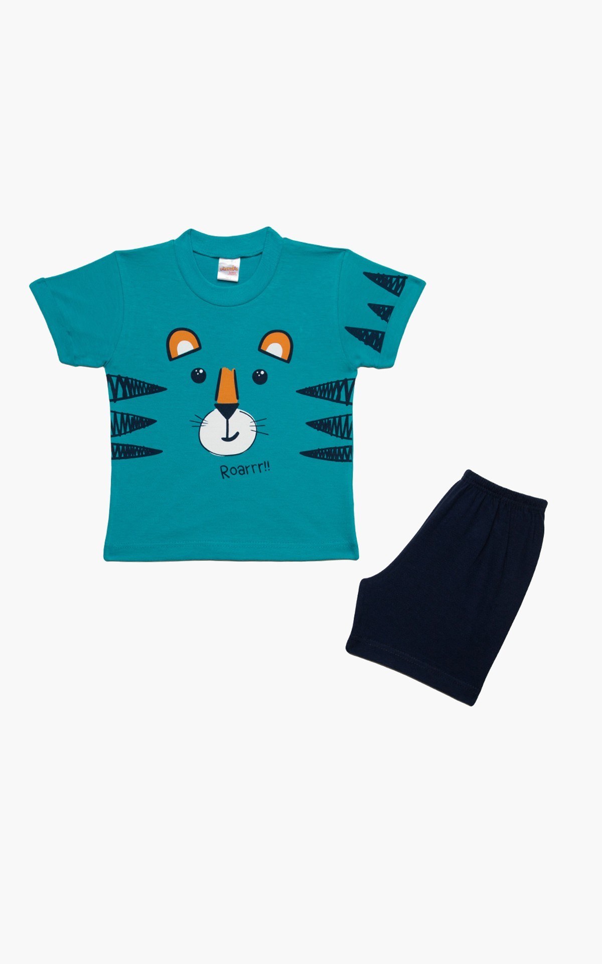 Πυτζάμα Βρεφική Καλοκαιρινή Minerva Tiger Roar Πετρόλ No 1 61945-779