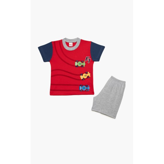 Πυτζάμα Βρεφική Καλοκαιρινή Minerva F1 Cars Κόκκινο No 3 61944-118