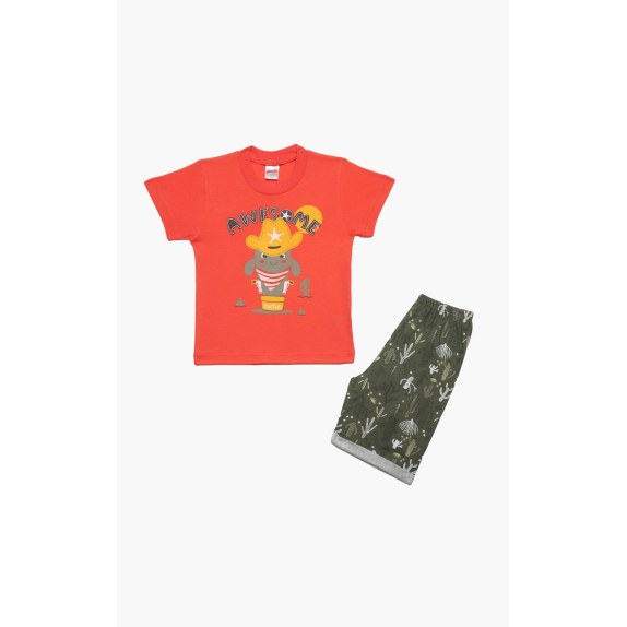 Πυτζάμα Βρεφική Καλοκαιρινή Minerva Awesome Κοραλί No 3...