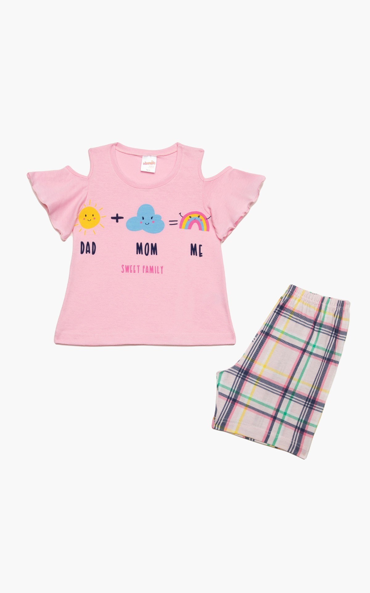 Πυτζάμα Βρεφική Καλοκαιρινή Minerva Dad Mom Me Ροζ No 3 61935-152