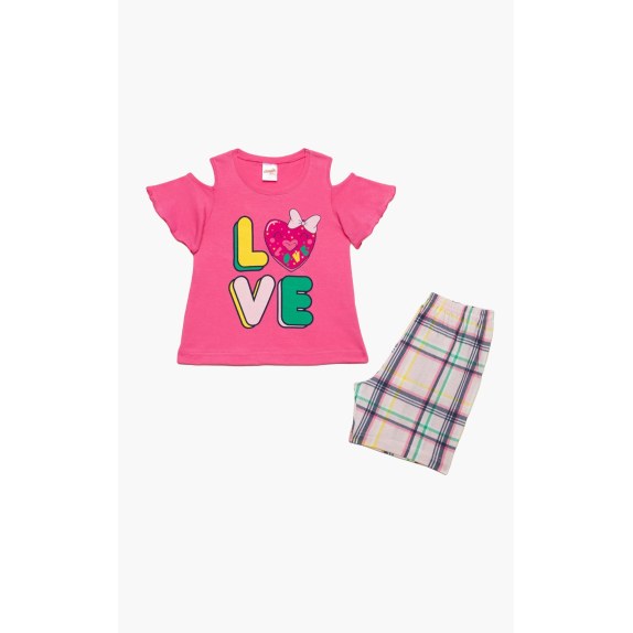 Πυτζάμα Βρεφική Καλοκαιρινή Minerva Dad Mom Me Φούξια No...