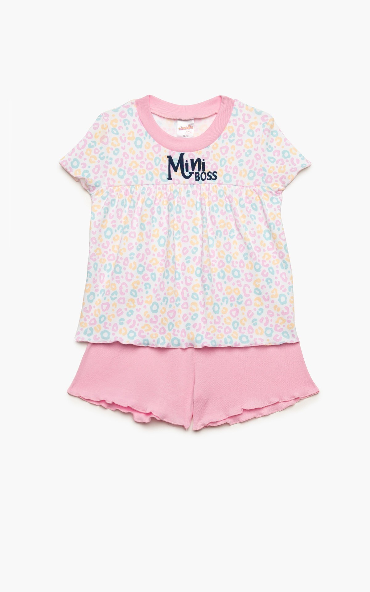 Πυτζάμα Βρεφική Καλοκαιρινή Minerva Mini Boss Ροζ-Σιέλ No 4 61934-127