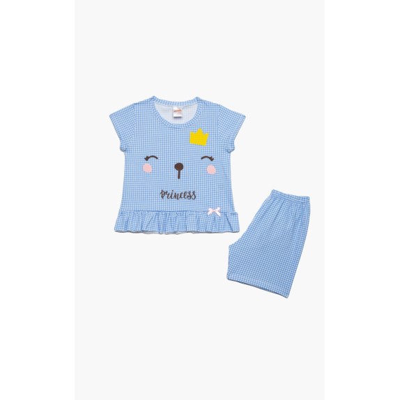 Πυτζάμα Βρεφική Καλοκαιρινή Minerva Sleep Time Σιέλ Καρό No 1 61933-122