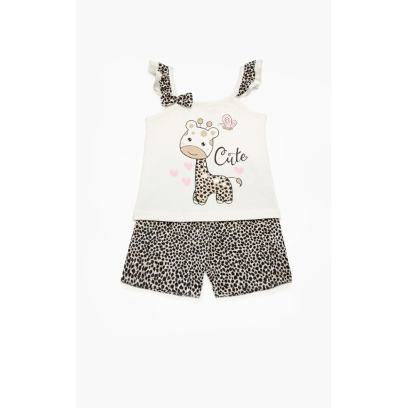 Πυτζάμα Βρεφική Καλοκαιρινή Minerva Cactus-Giraffe Λευκό...