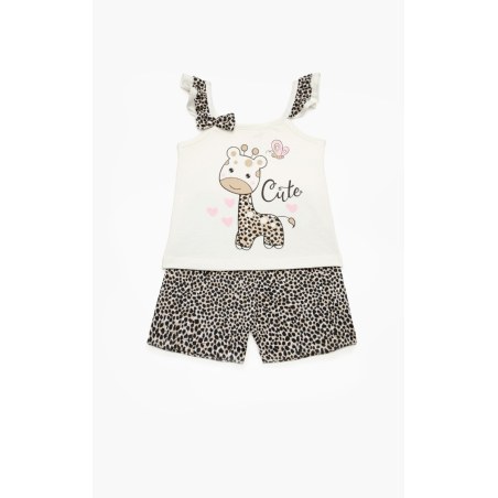 Πυτζάμα Βρεφική Καλοκαιρινή Minerva Cactus-Giraffe Λευκό No 2 61932-002
